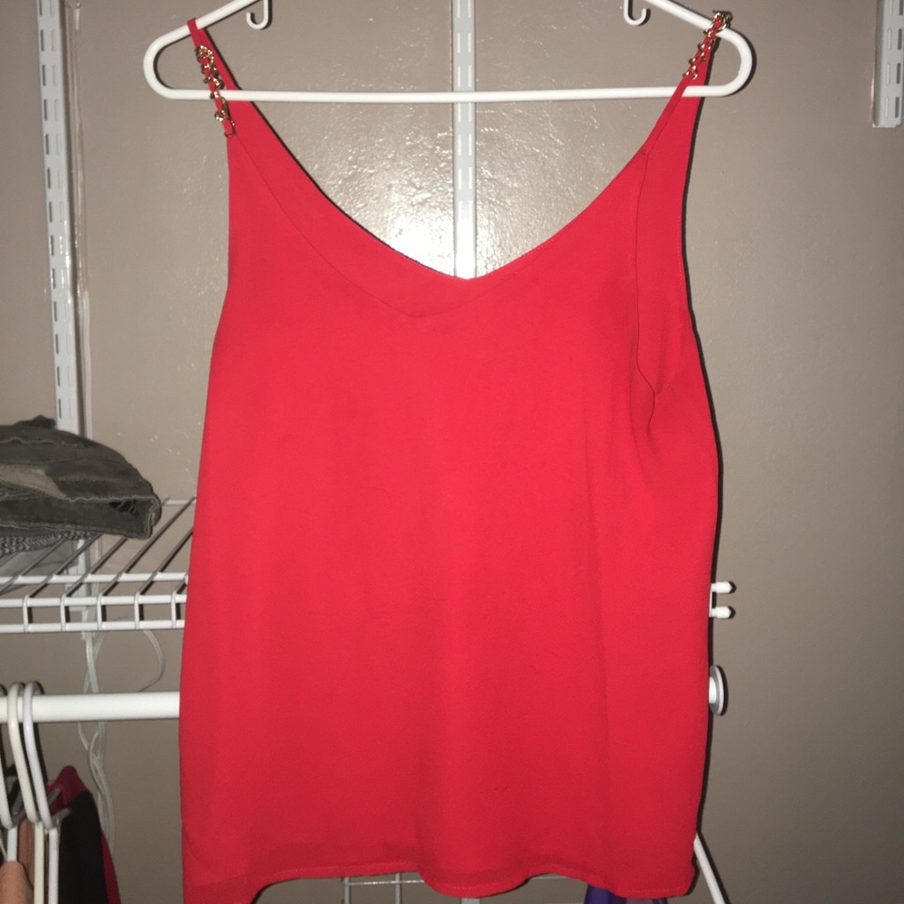 Red spaghetti strap blouse